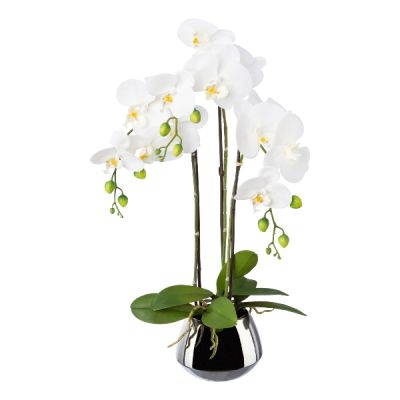 GASPER - Pianta Artificiale Orchidea Bianca 55cm 