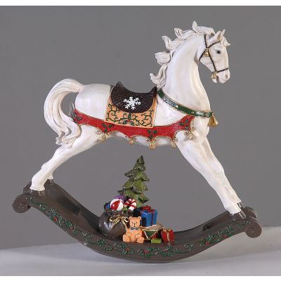 VETUR - Cavallo a dondolo bianco 46cm Cod. 15227