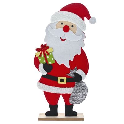 ILIADIS - Babbo Natale in feltro su base in legno 60cm Cod. 82519